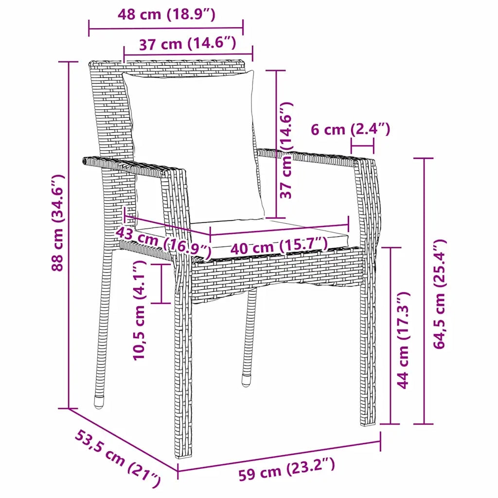 Set da Pranzo per Giardino con cuscino 7 pcs Grigio polyrattan 3380090