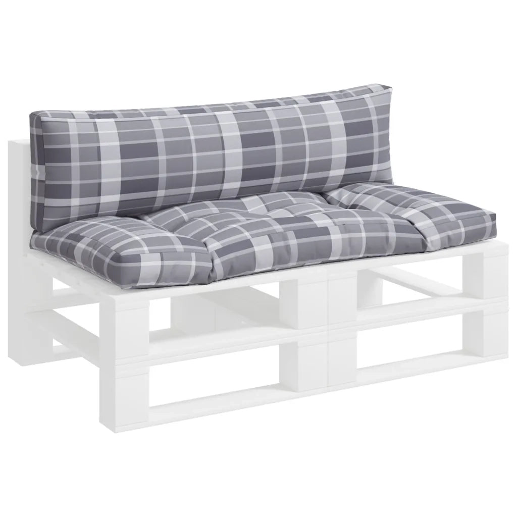Cuscini per Pallet 2 pz a Quadri Grigi in Tessuto 360936