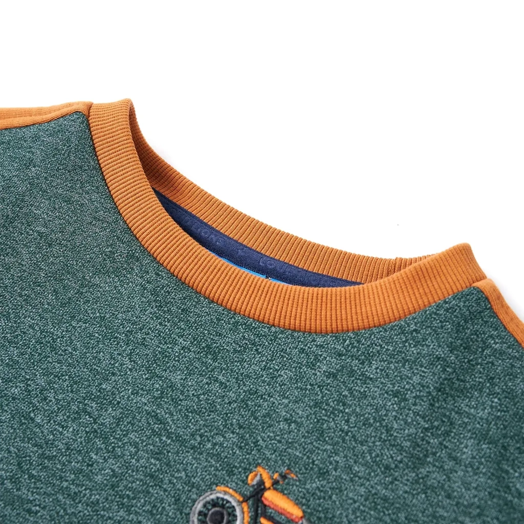 Felpa da Bambino Verde Scuro Mélange 92 12664