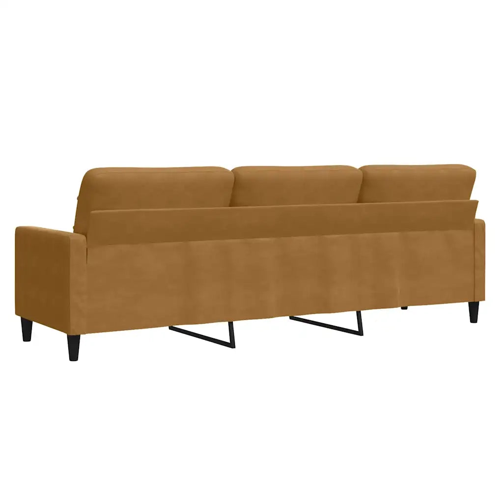 Divano a 3 Posti-Sofa 3 Posti Marrone 210 cm in Velluto