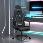 Sedia da Gaming Massaggio Poggiapiedi Nero e Grigio Similpelle 345461