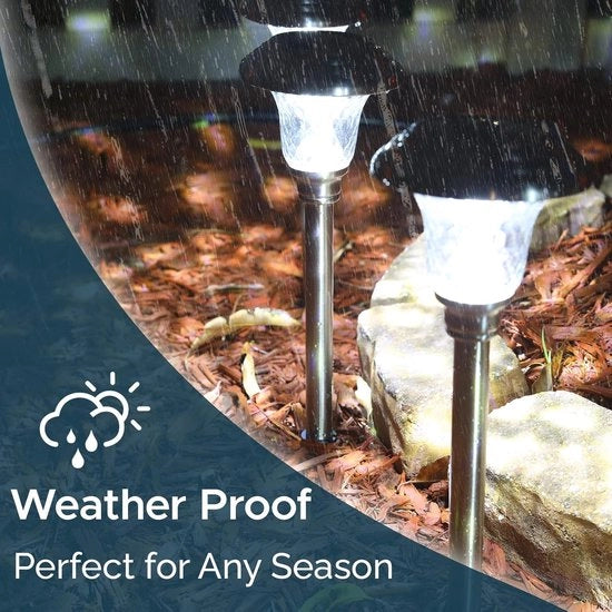 Illuminazione esterna acqua resistente, lente in vetro, 2 pezzi, argento