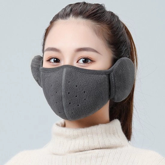Orecchie unisex per inverno, design facciale e orecchie per metà faccia e bocca, orecchie invernali calde, maschera e orecchie per inverno in blu