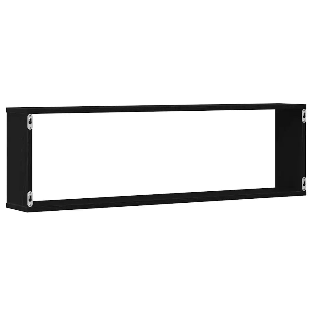 Mensole Parete Cubo 2 pz Rovere Nero 100x15x30 cm Multistrato 862058