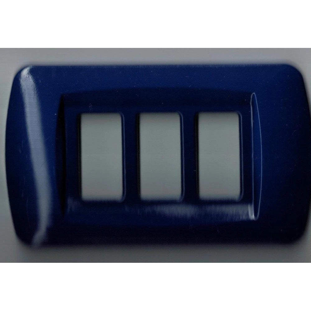 Trade Shop - Placchette Placche In Abs Serie Magic Bticino Compatibili Placca Copriprese Fori - Blu Metallizzato -2 Fori     -
