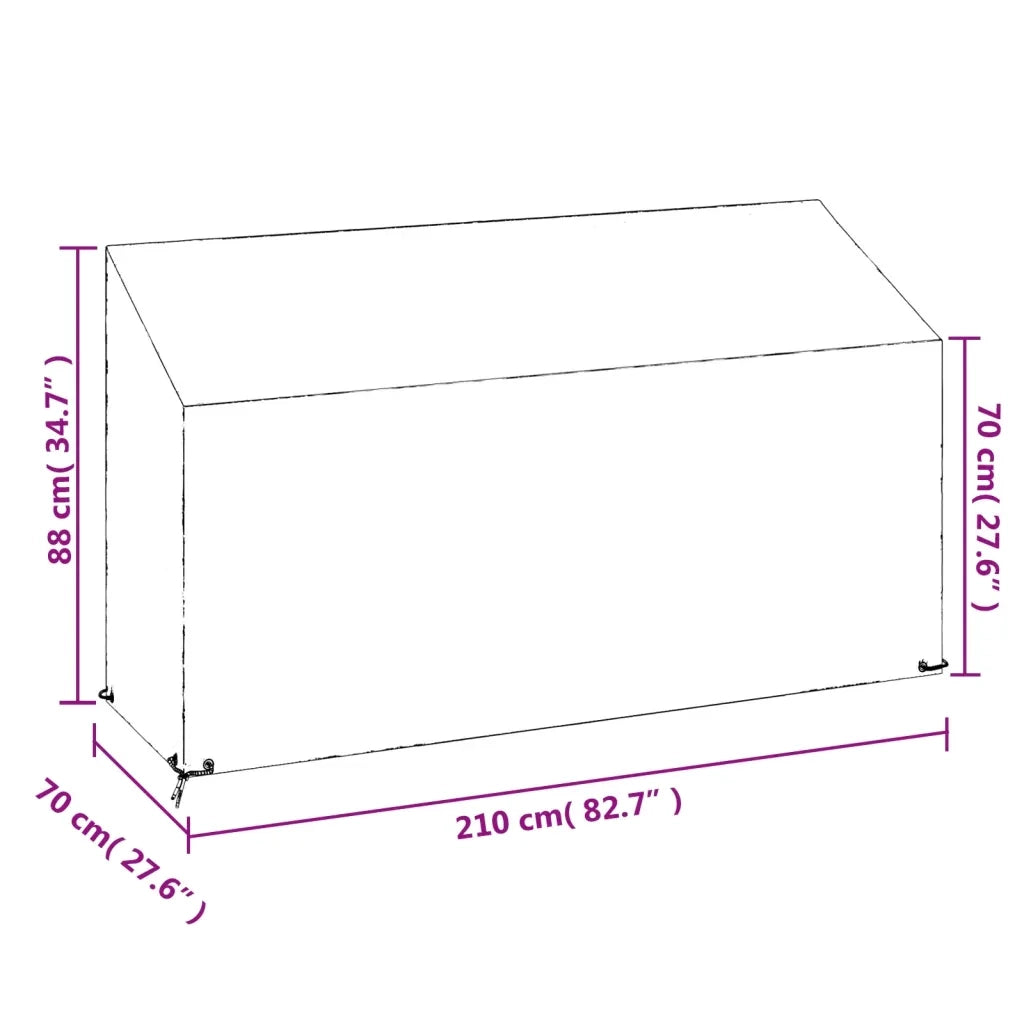Copri Panca da Giardino | Telone per mobili da esterni 12 Occhielli 210x70x70/88cm Polietilene