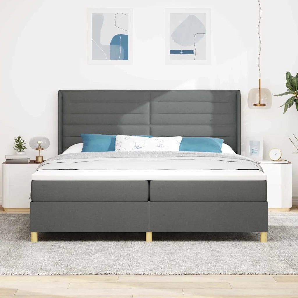 Letto a molle con materasso Grigio scuro 200 x 200 cm Tessuto 3341792