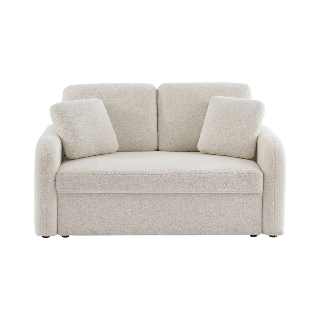 Divano in tessuto bouclé, 2 posti, crema
