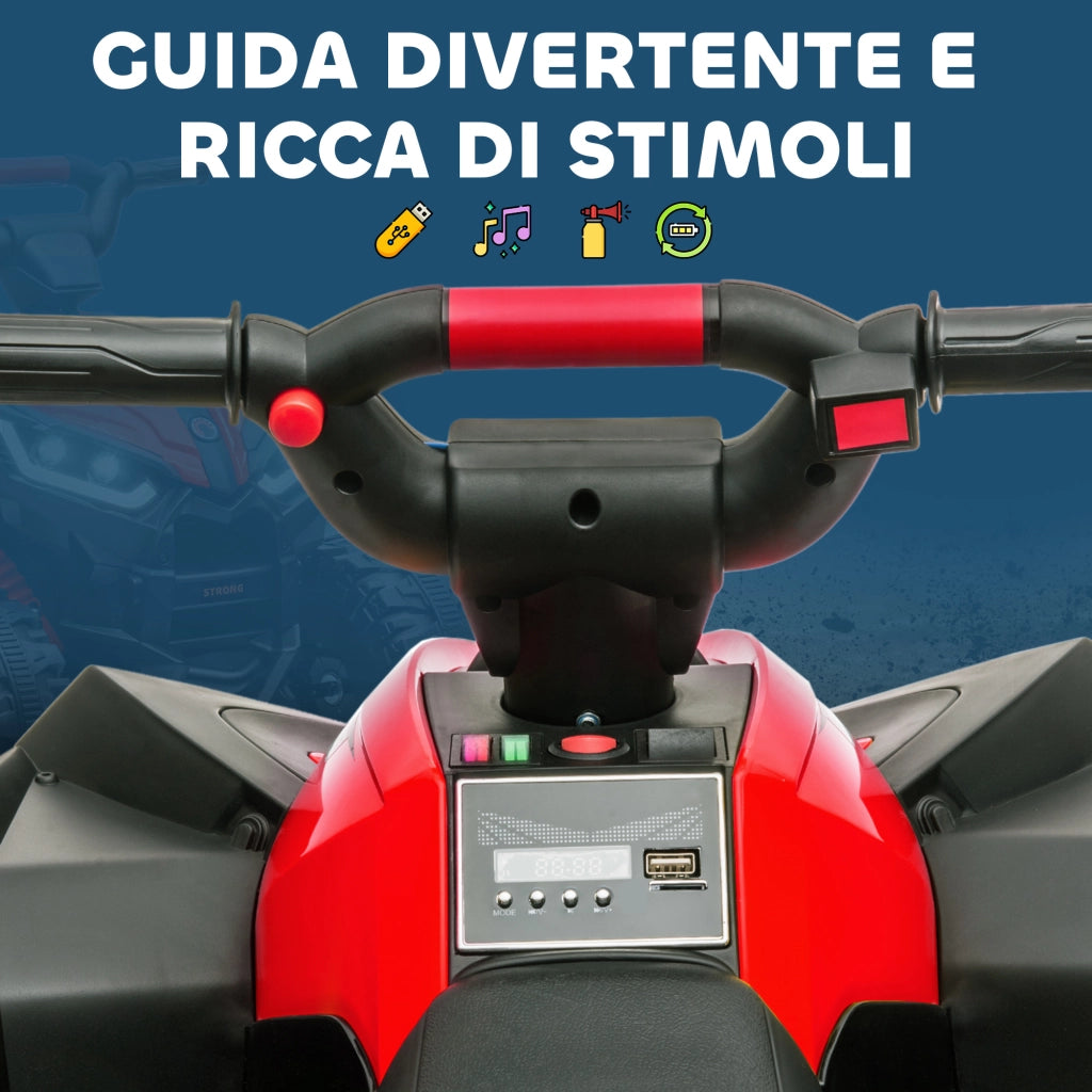 Quad Elettrico Bambini ¨C Zephmum ¨C Rosso con Fari LED