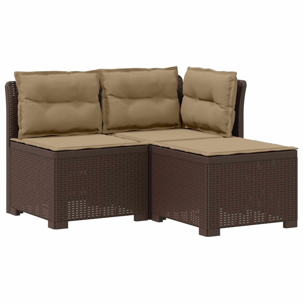 Divano da esterno-Divano da Giardino 3 posti con cuscini in look rattan PP 262782