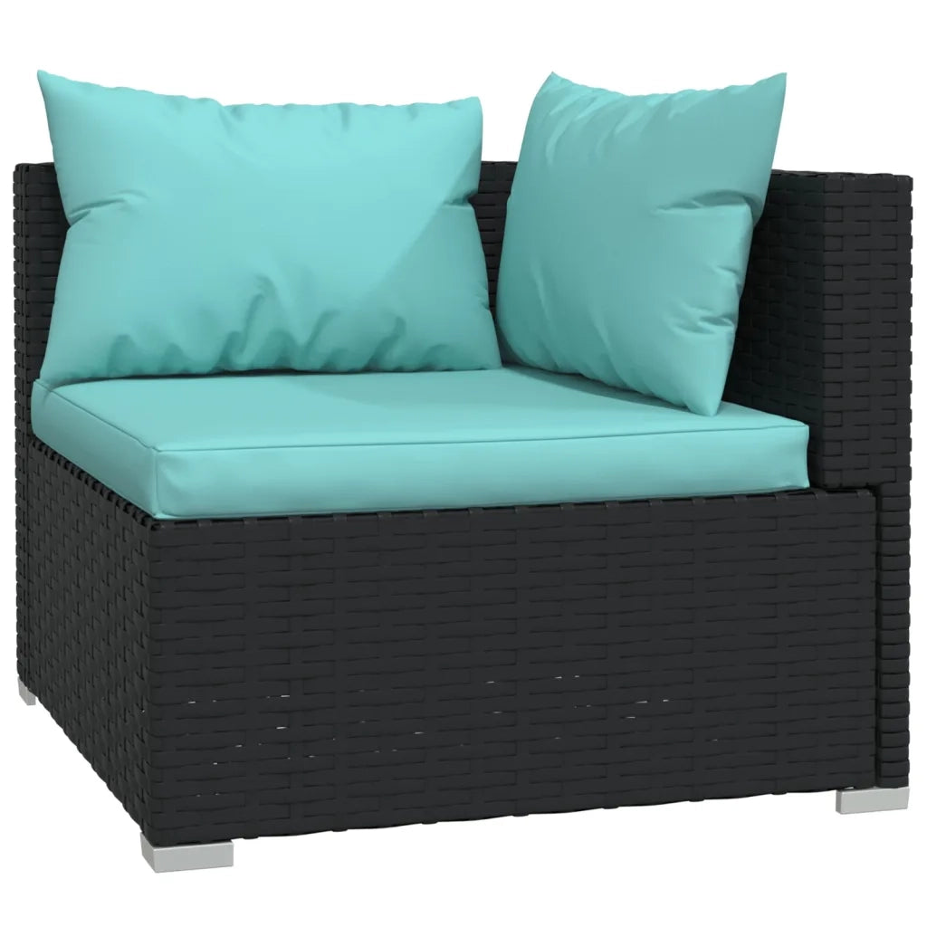Set Divani da Giardino 9 pz con Cuscini in Polyrattan Nero 3102377