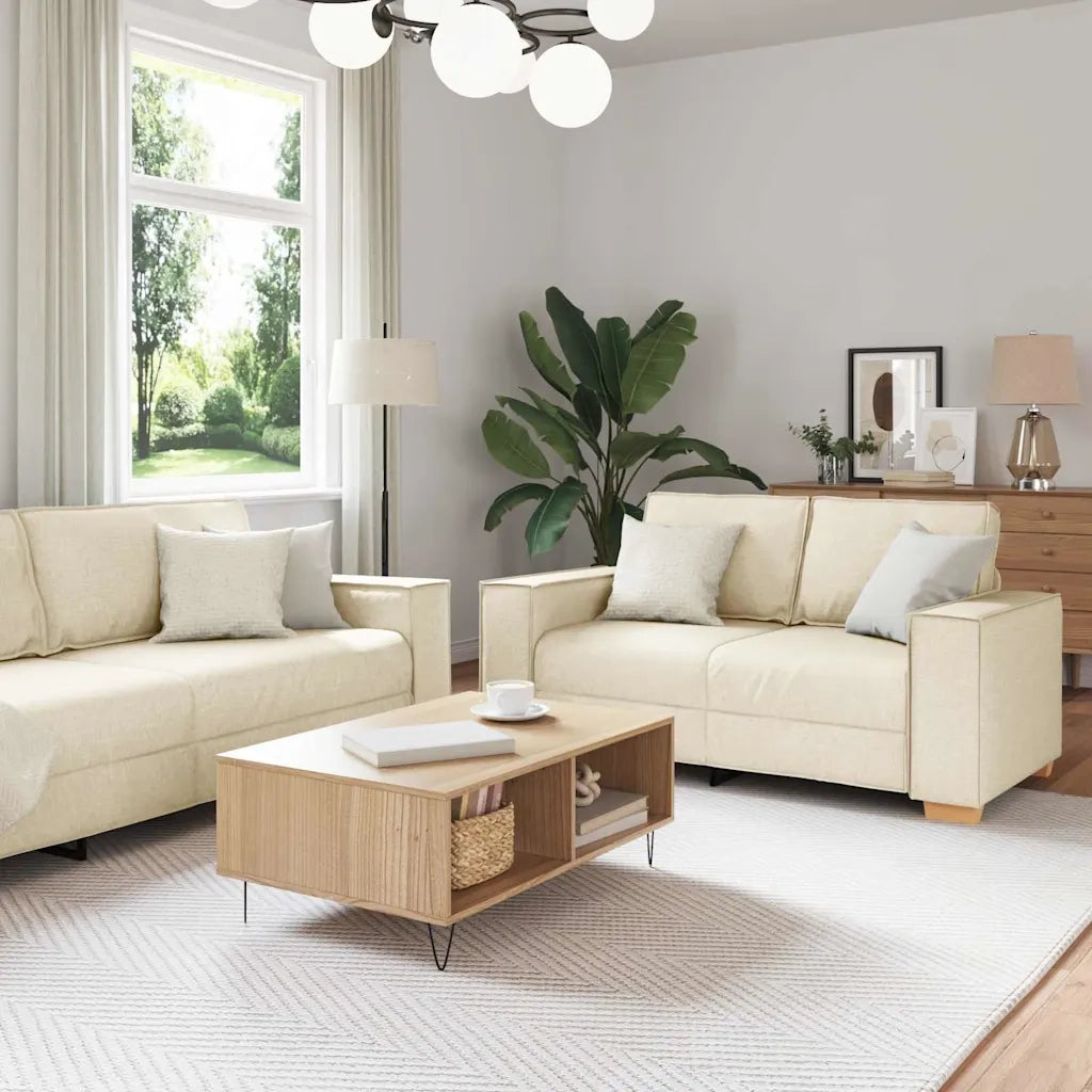 Set di divani 3 pcs Beige 220 x 80 x 84 cm Tessuto misto lino 3324604