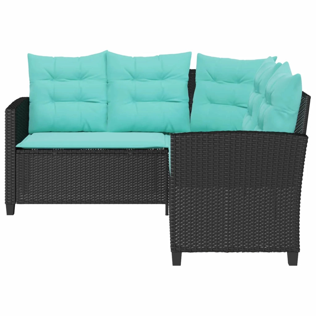 Divano da giardino 2 pcs Nero e Turchese Poly Rattan 4103880