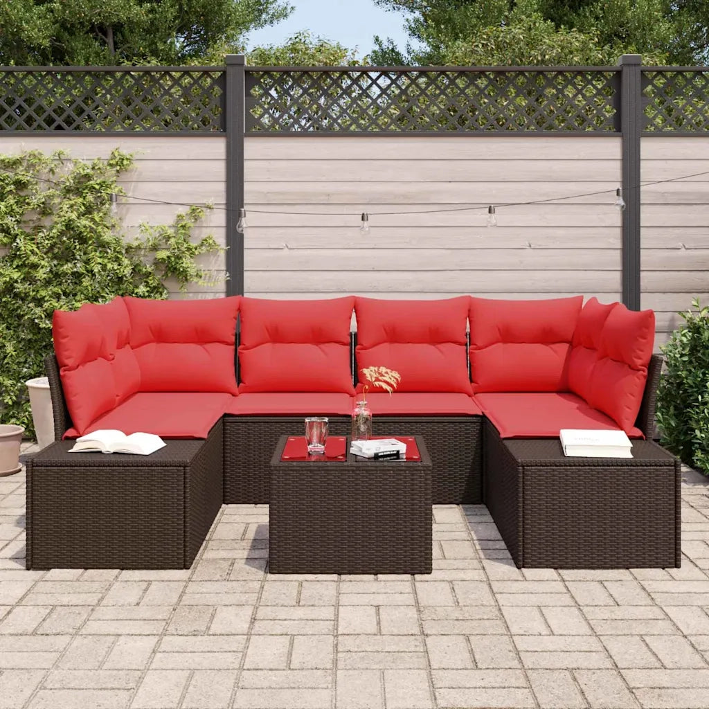 Set Divano da Giardino con cuscino 7 pcs Marrone polyrattan 3346964