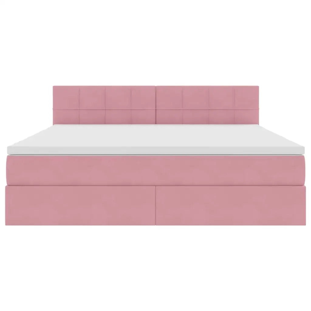 Letto con contenitore e LED con led Rosa 160 x 200 cm Velluto 3371408