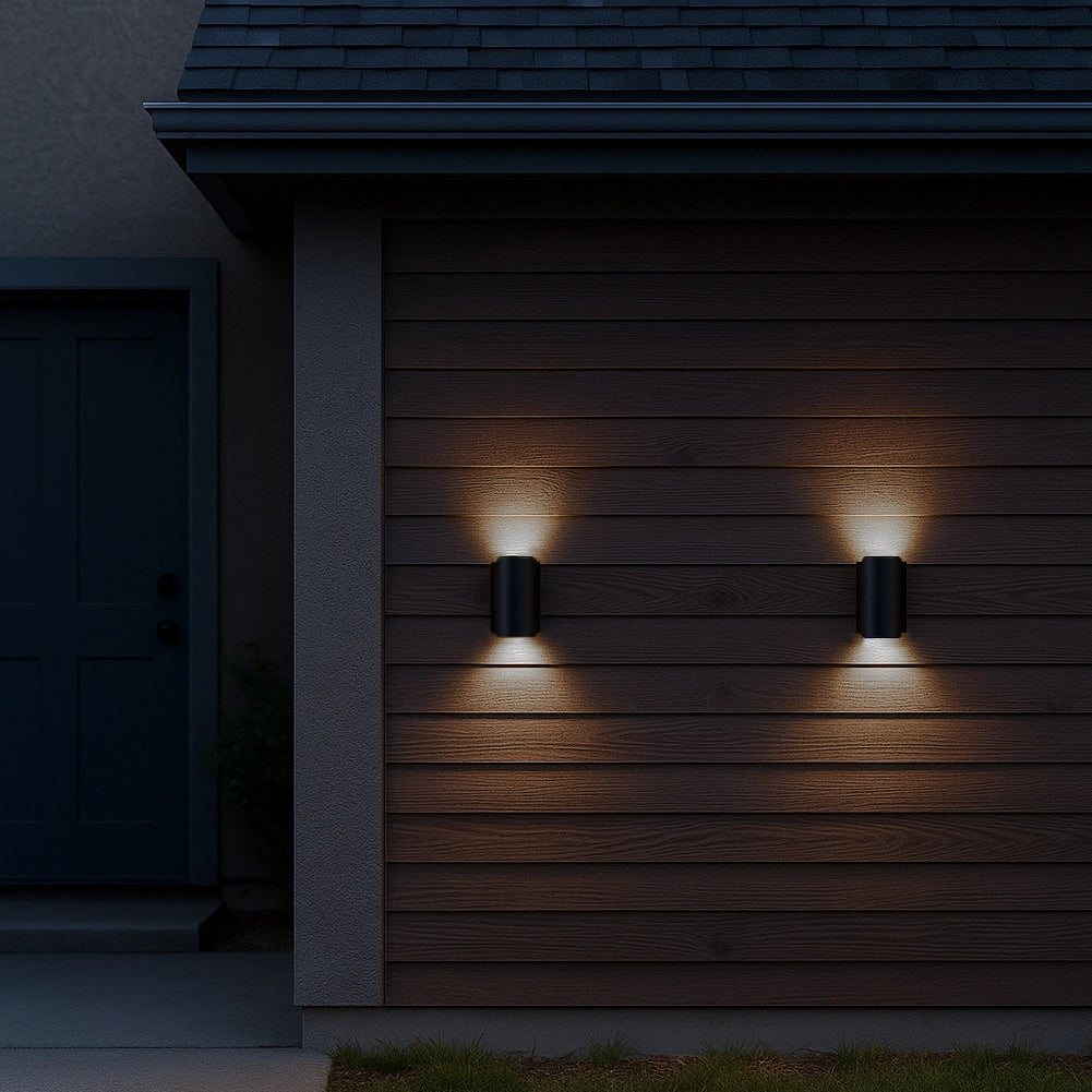 Set 2 Applique da Muro 2 Led Lampada a Parete Nero Luce Bianco Freddo 4x6.5x4cm