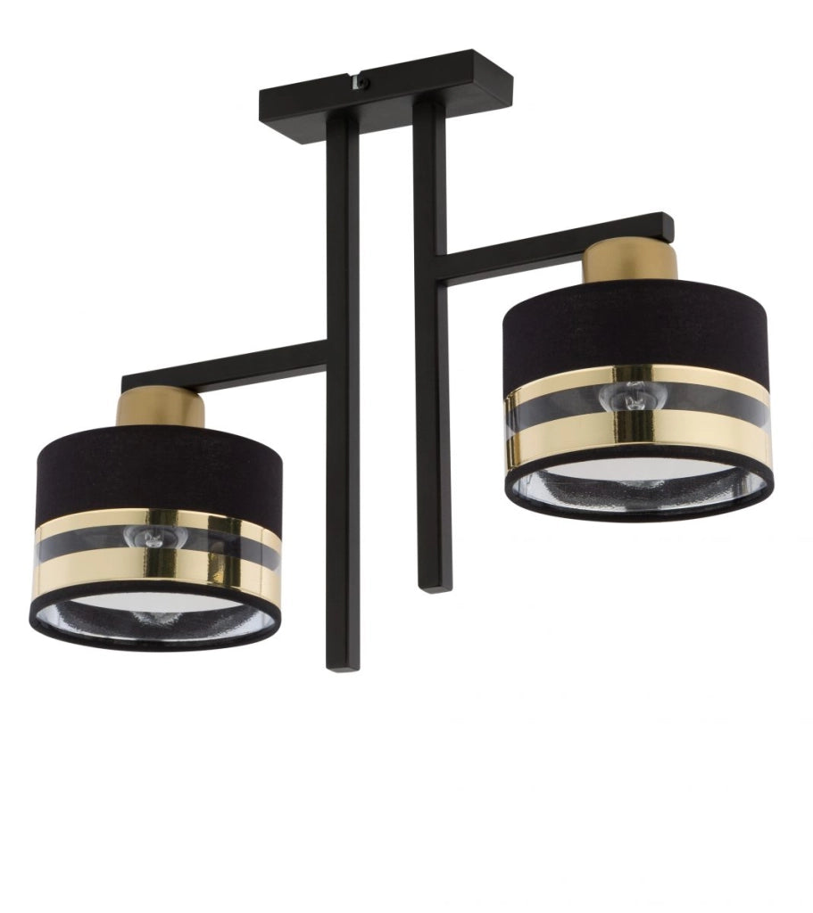 Plafoniera doppia moderna Sigma Pro nero oro 2xE27 15W