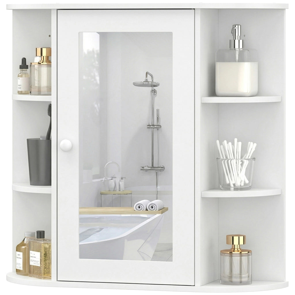 Mobile Bagno con Specchio e Ripiani ¨C Zephmum ¨C Bianco 66x17x63 cm