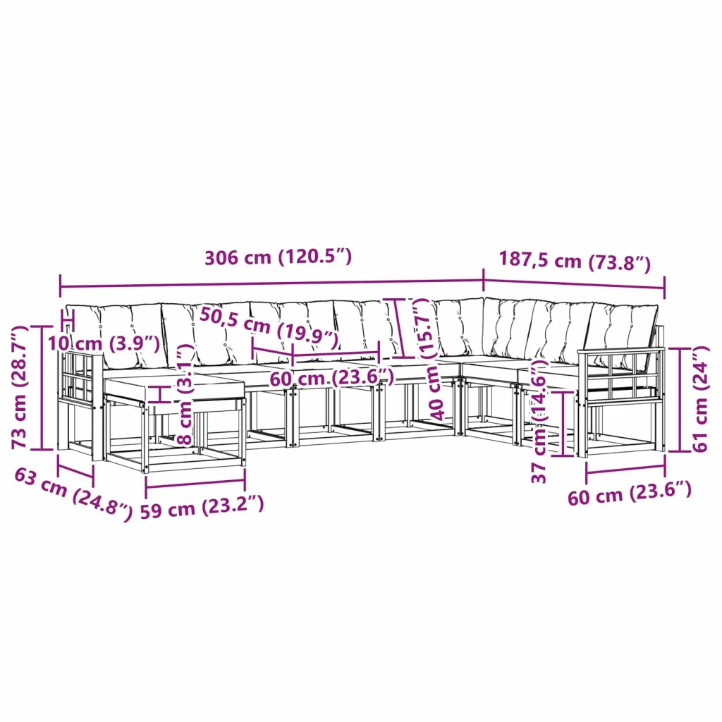 Set di divani da esterno 8 pcs Bianco e Grigio Chiaro 3389769