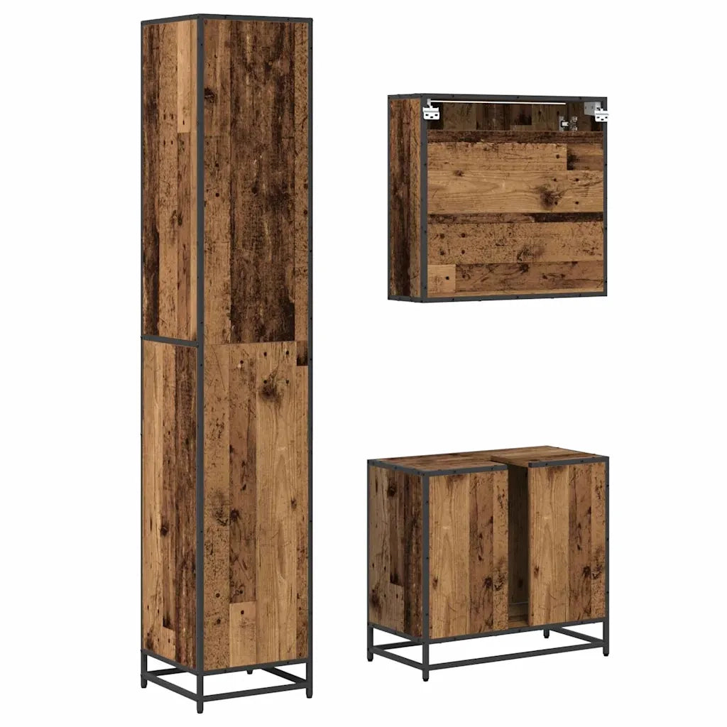 Set di mobili per il bagno con lo scaffale 3 pcs Legno vecchio 3402551