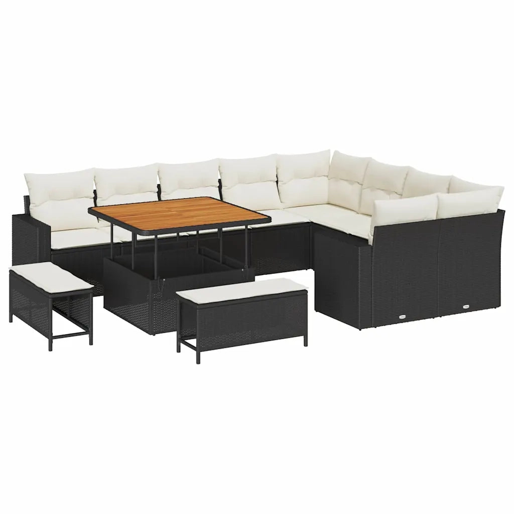 Set Divano da Giardino 12 pcs Nero polyrattan 3361645