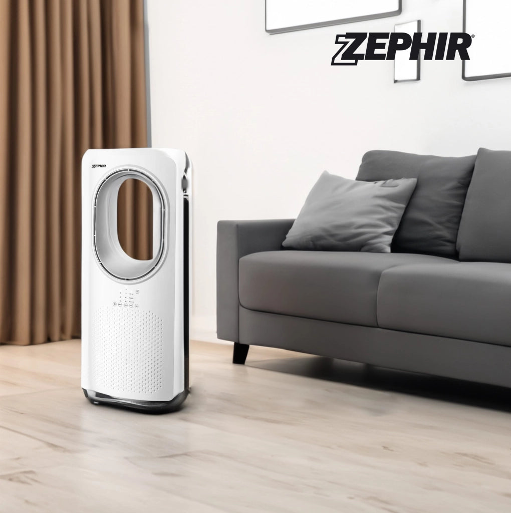 Zephir PH88BL Ventilatore a Torre Senza Pale Oscillante con Telecomando, Display LED, Timer 15 Ore, 3 Velocità e 3 Modalità d’Aria, 50W