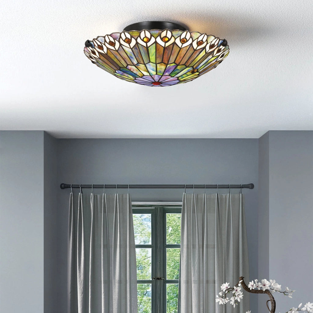 Plafoniera Tiffany Watkins Quoizel 42cm multicolore 2xE27