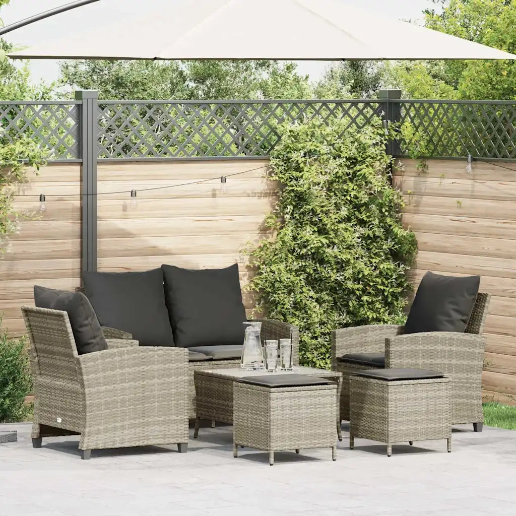 Set Divano da Giardino 6pz con Cuscini Grigio Chiaro Polyrattan 3324582