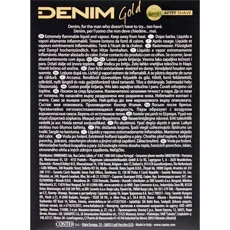 DENIM AFTER SHAVE DOPOBARBA 100ML GOLD FRESCA LOZIONE TONIFICANTE E RIVITALIZZANTE