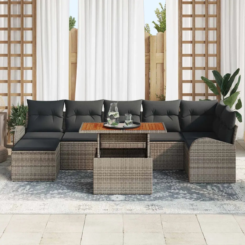 Set Divano da Giardino con cuscino 8 pcs Grigio 3349614