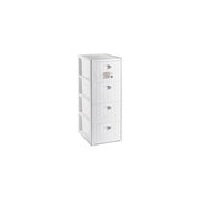 Stefanplast 303003 Elegance Cassettiera 4 Cassetti Slim Effetto Rattan 30x40x80 cm colore Bianco