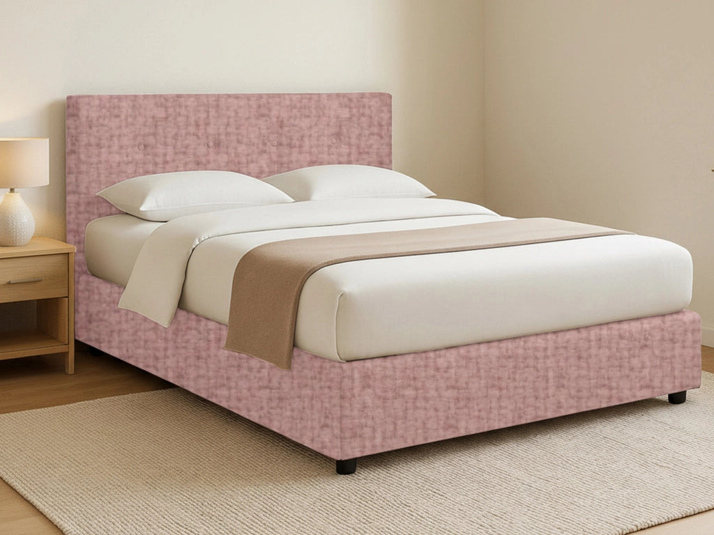 Preston, Letto Matrimoniale Sfoderabile Made in Italy, Rosa
