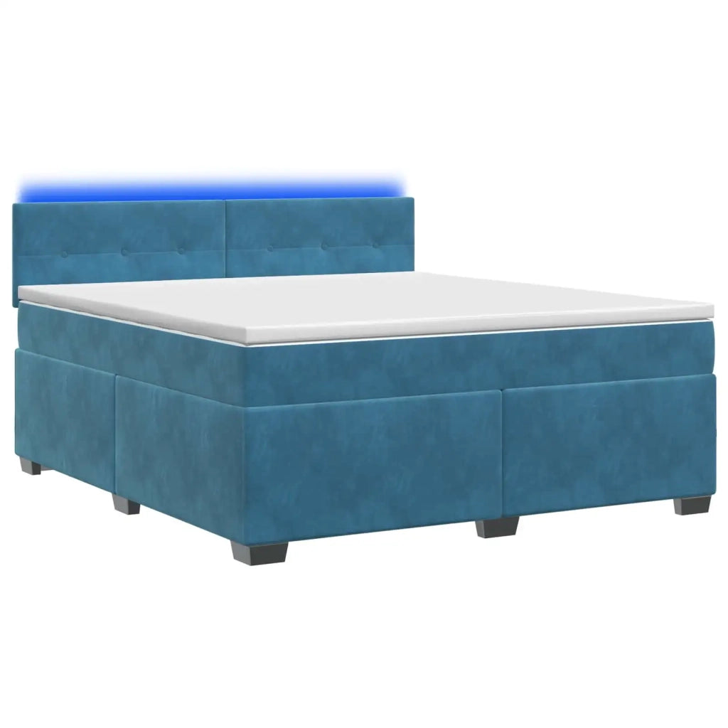 Letto con Box Spring, Materasso e LED Blu 180 x 200 cm Velluto 3452232