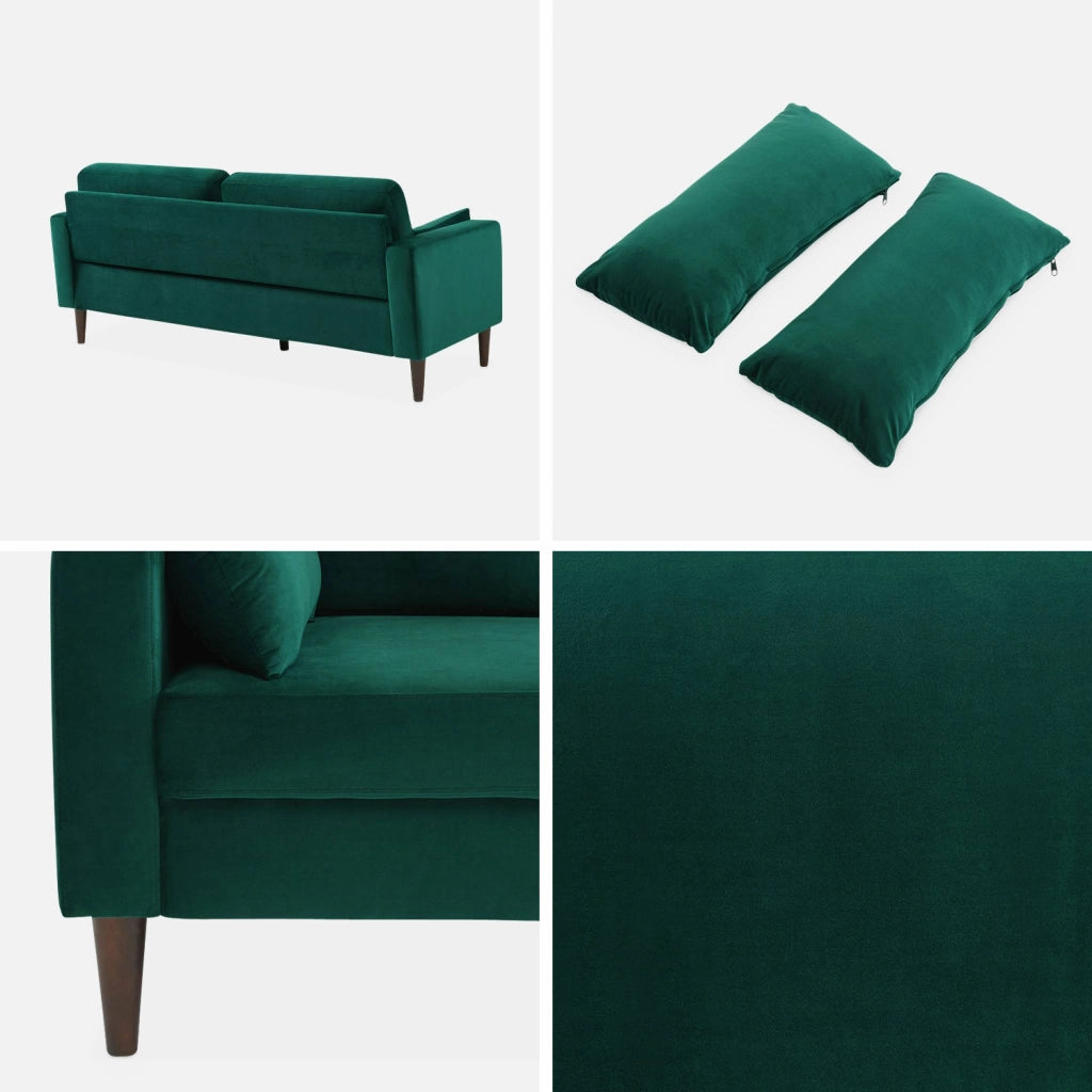 Divano in velluto, 3 posti, verde inglese
