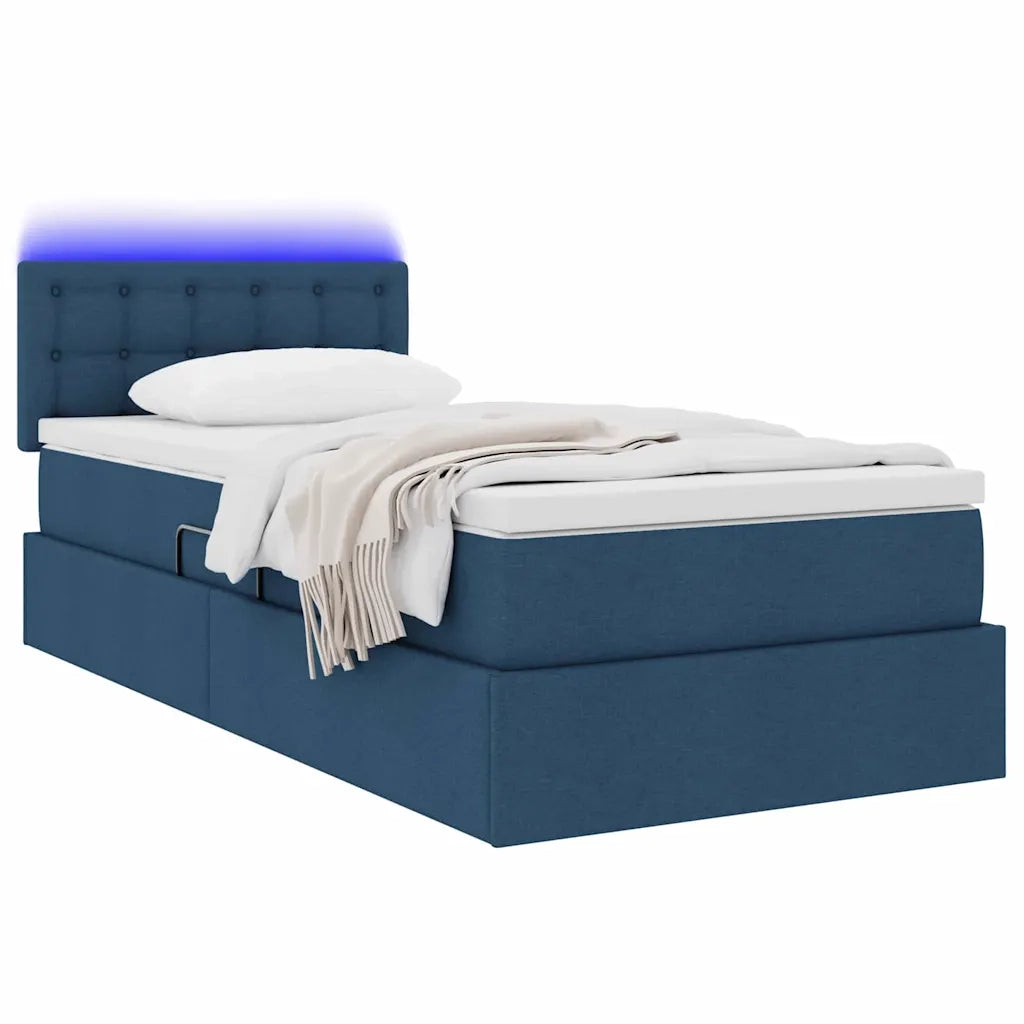 Letto con contenitore e LED con led Blu 90 x 200 cm Tessuto 3371249