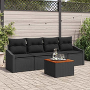 Set Divano da Giardino con archiviazione 5 pcs Nero polyrattan