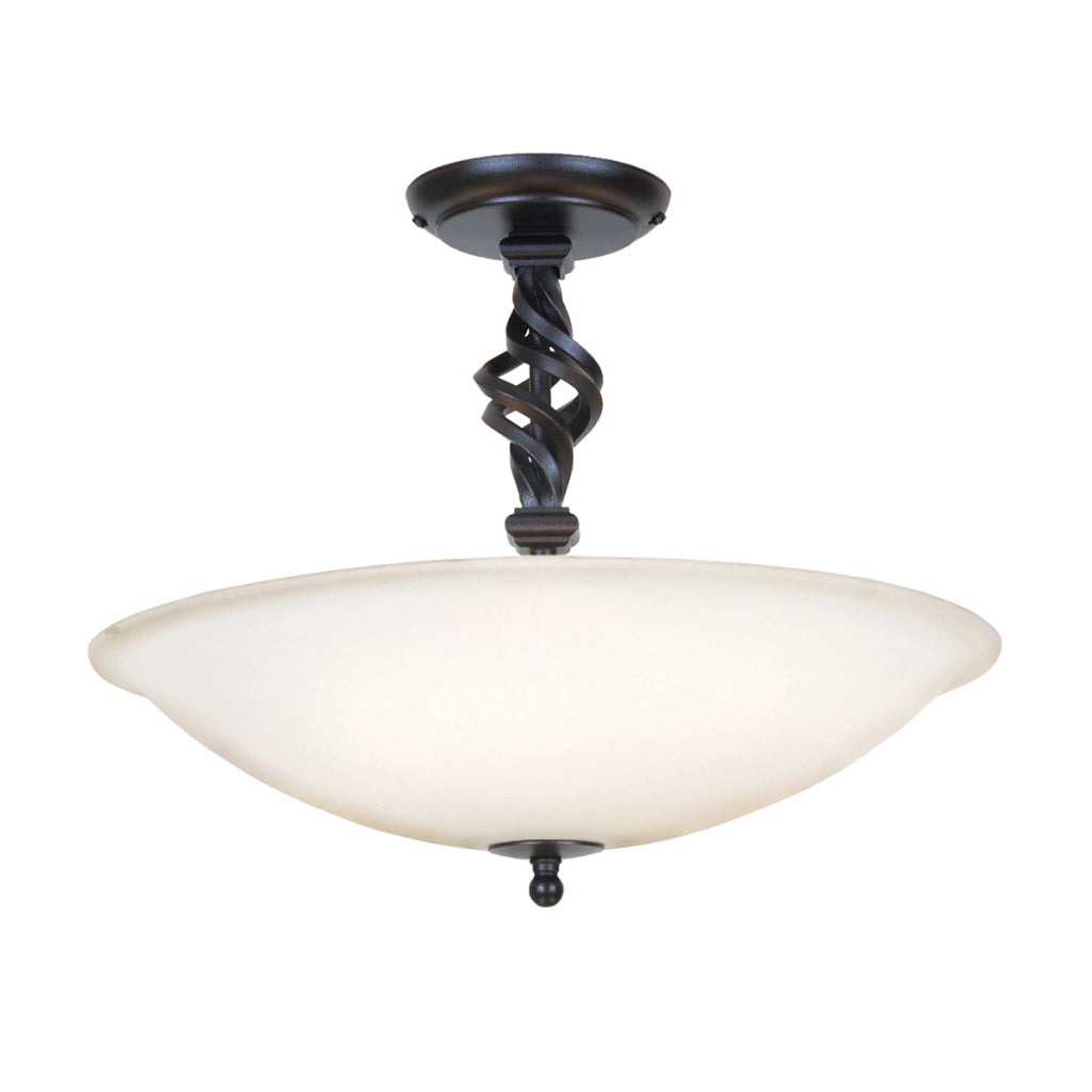 Plafoniera Pembroke nera 3 luci E14 Elstead vetro opale