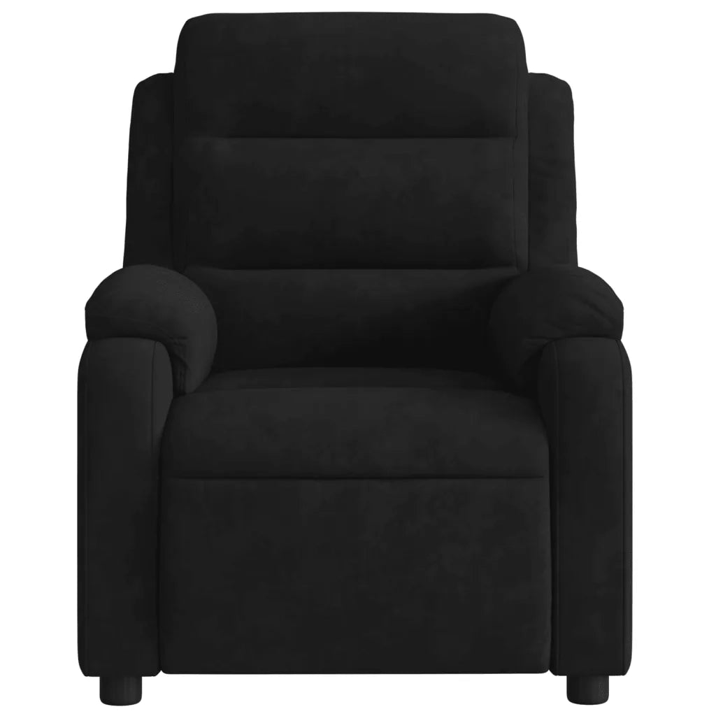 Poltrona | Sedia Relax Reclinabile Nera in Velluto