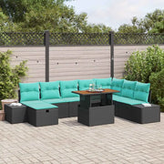 Set Divano da Giardino 9 pz Nero polyrattan 3360071