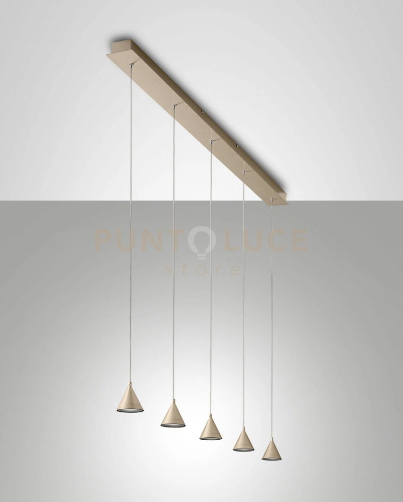 DELTA SOSPENSIONE 5 LUCI ORO OPACO 3443-48-225