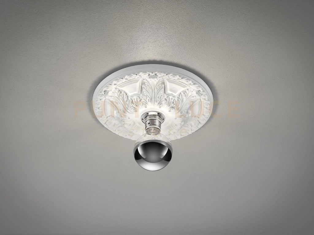 LILLY ROSONE IN GESSO DECORATO A RILIEVO D. 30CM 1 LUCE ATTACCO E27