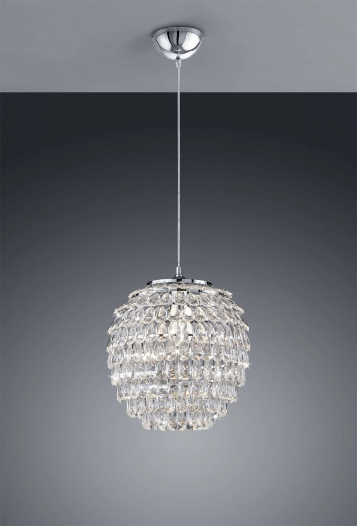 PETTY SOSPENSIONE GEMME TRASPARENTI D.35CM 1 LUCE ATTACCO E27