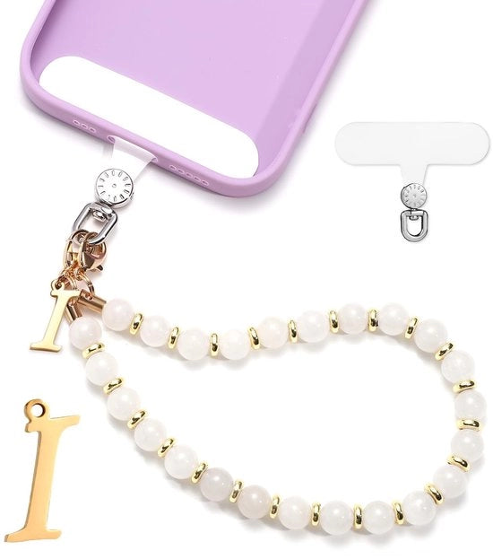 Bracciale per cellulare con perle - Cavo per cellulare - Catena per cellulare - Accessorio per cellulare - Bracciale per cellulare senza fili - 30 cm