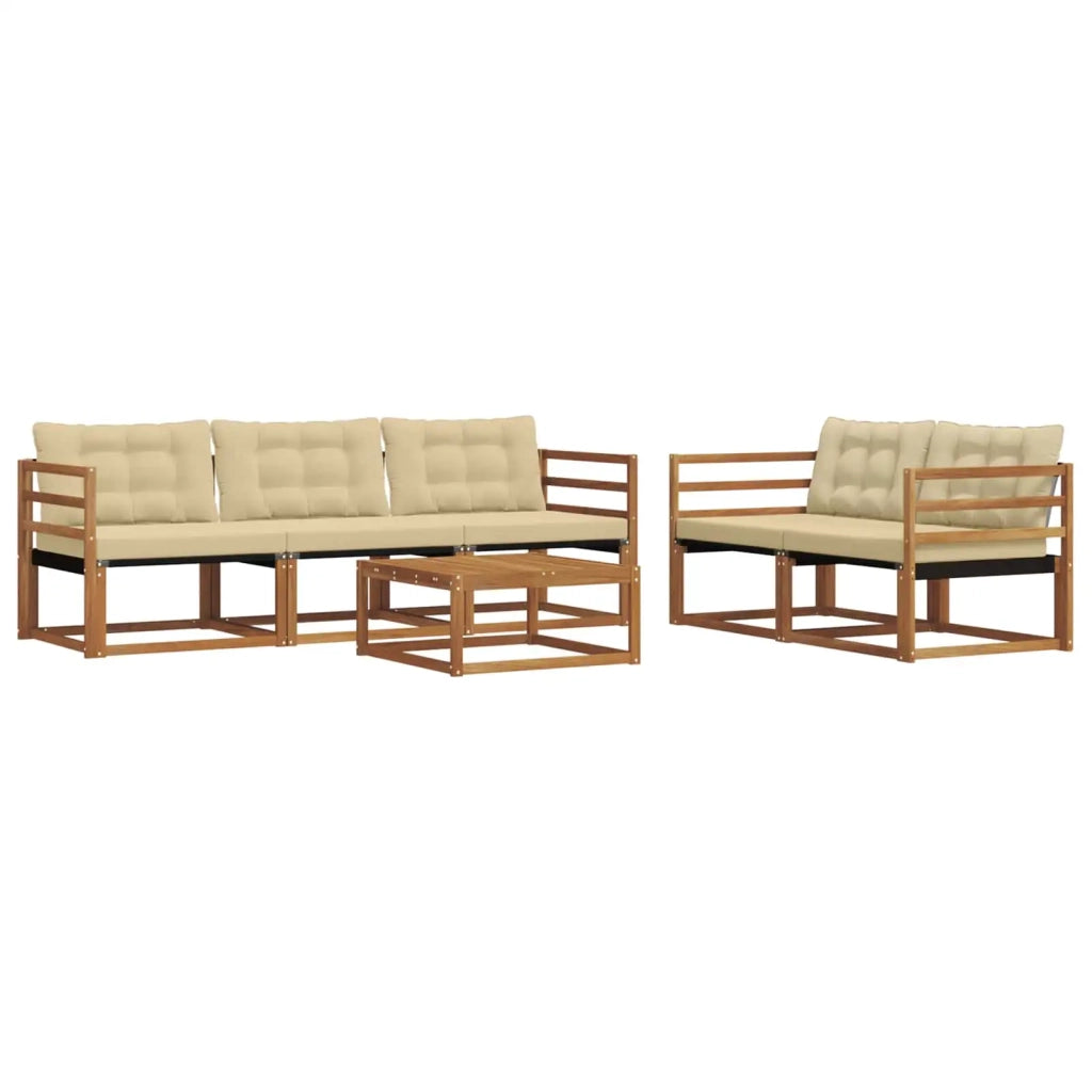 Set di divani da esterno con cuscino 6 pcs Naturale e Beige 3369184
