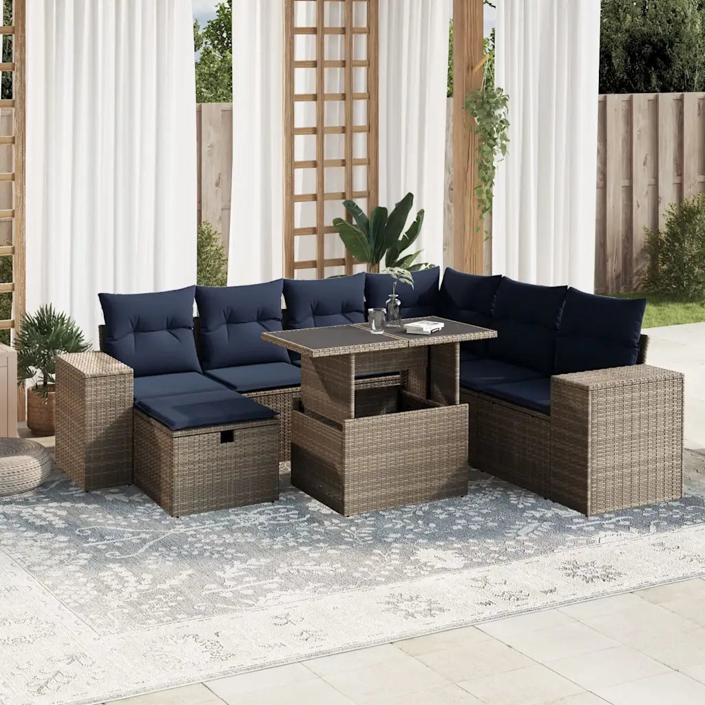 Set Divani da Giardino 8 pz con Cuscini Grigio in Polyrattan 3275321