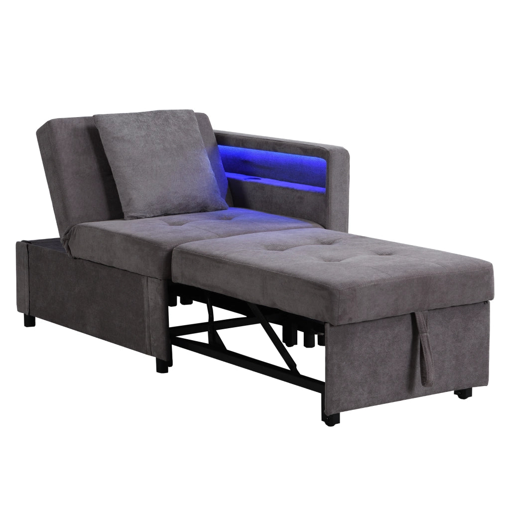 Divano letto 3 in 1 - Zephmum- Schienali LED e porte USB/Type-C