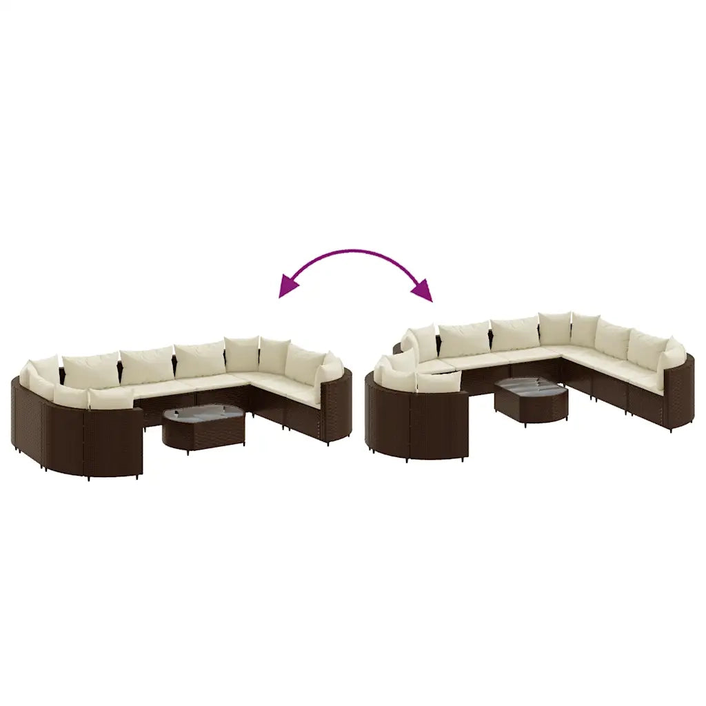 Set Divani da Giardino 10pz con Cuscini in Polyrattan Marrone 3308409