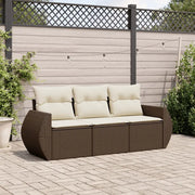 Set Divano da Giardino 3 pz con Cuscini Marrone in Polyrattan 3253400
