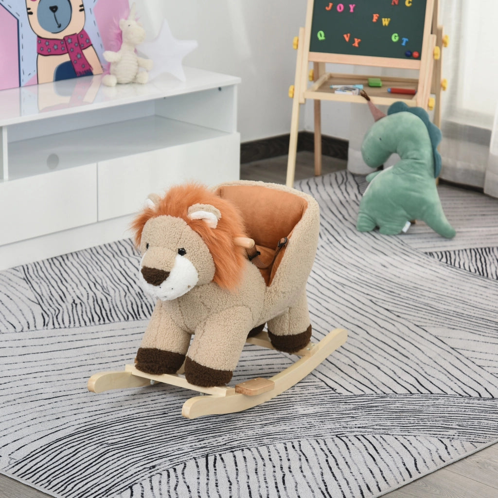 Dondolo Leone Giocattolo per Bambini ¨C Minimal ¨C Legno e Peluche