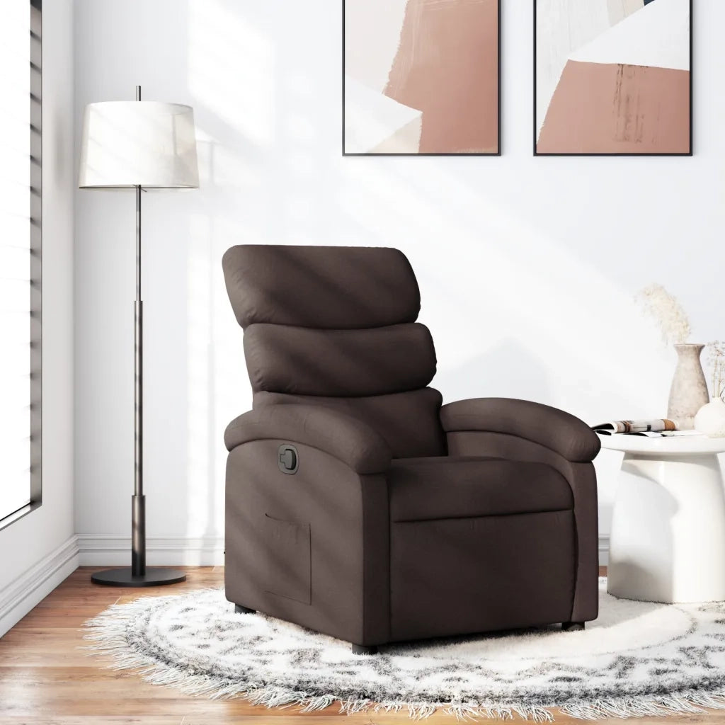 Poltrona | Sedia Relax Reclinabile Marrone Scuro in Tessuto
